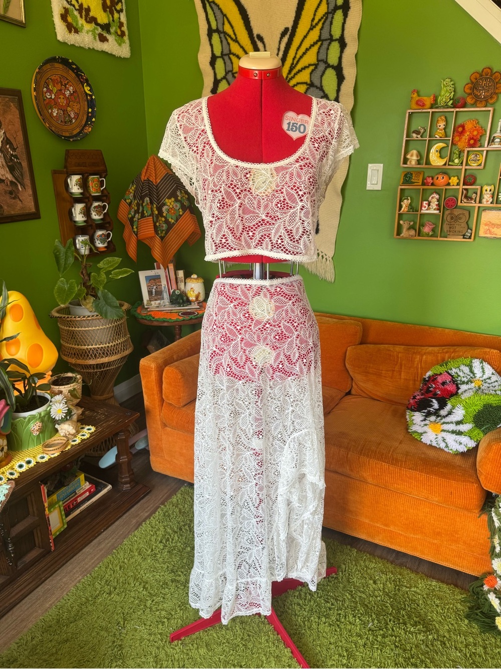 Sheer White Lace Two-Piece Lace Set